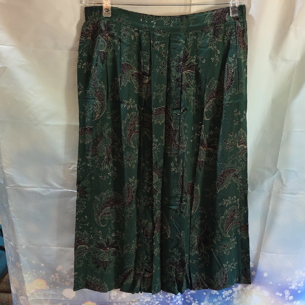 Sag Harbor Elegant Green Paisley Midi Skirt 5I